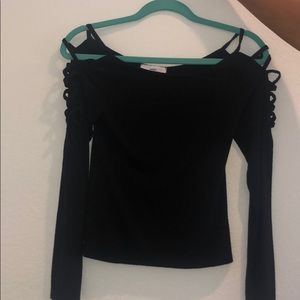 Off the shoulder black long sleeve